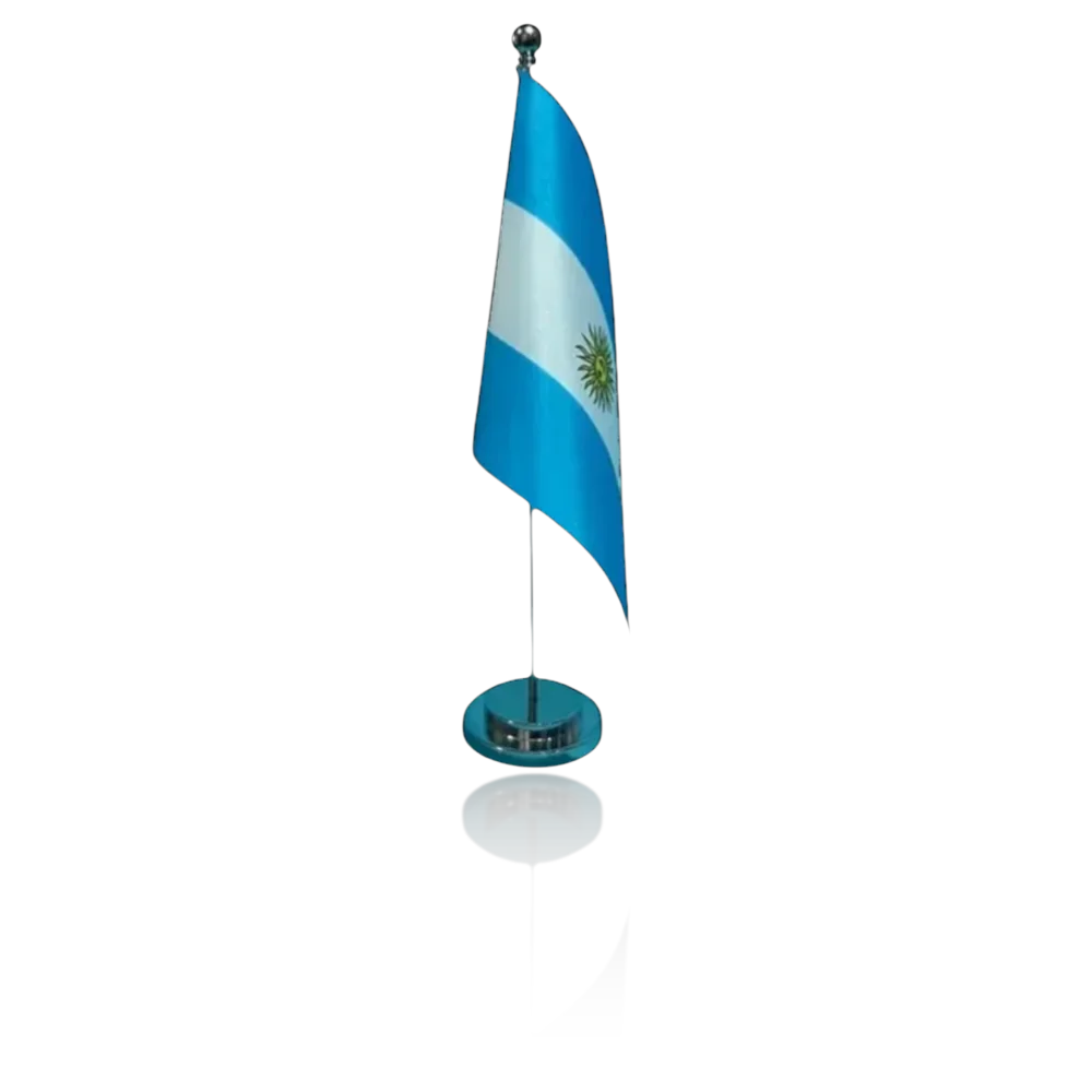 Drapeau de bureau Argentine 14x21cm sur socle chrome - Drapeau argentin de table