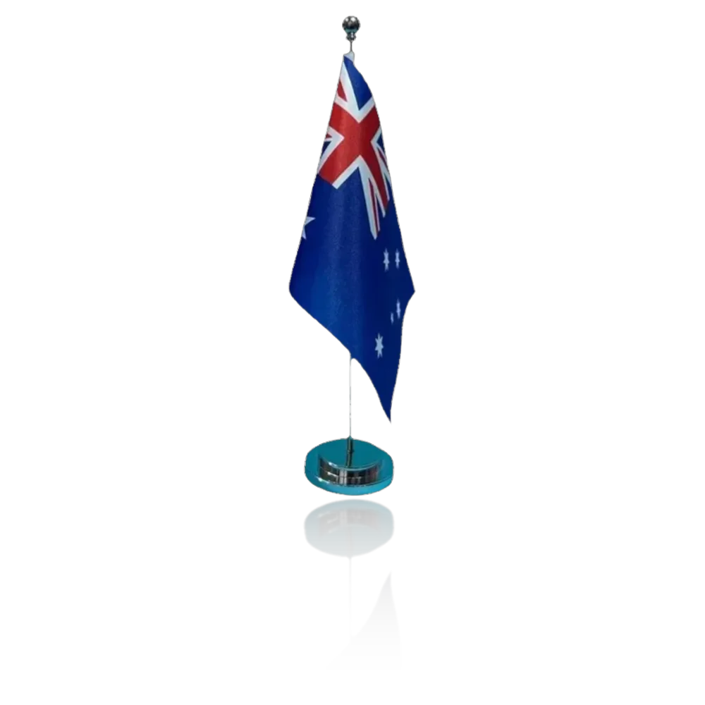 Drapeau de bureau Australie 14x21cm sur socle chrome - Drapeau australien de table