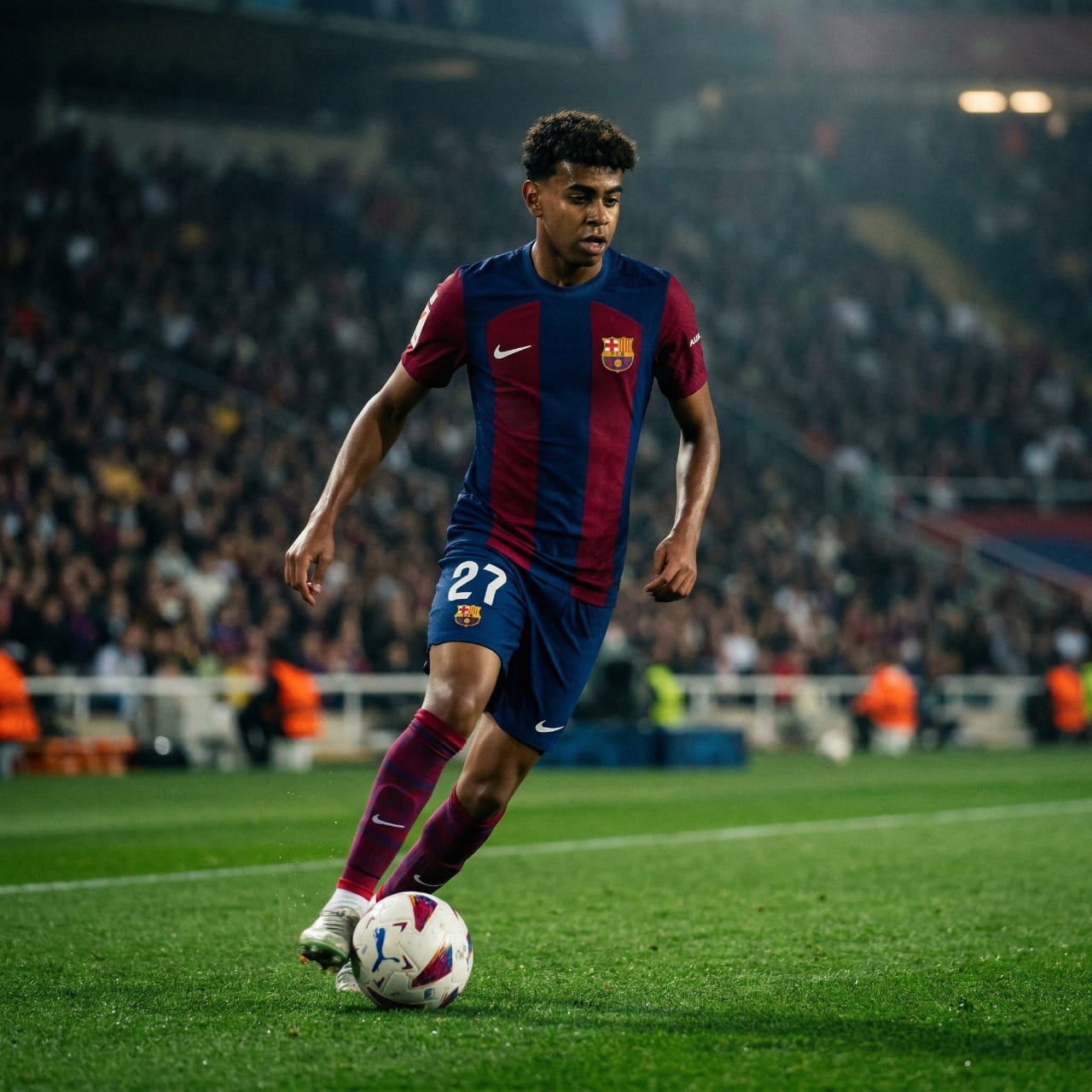 Lamine Yamal FC Barcelone maillot blaugrana prodige football espagnol